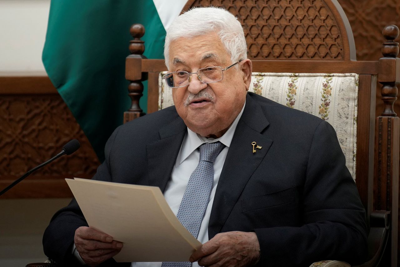 Palestinian Authority President Mahmoud Abbas speaks in Ramallah, West Bank, in October 2023. 