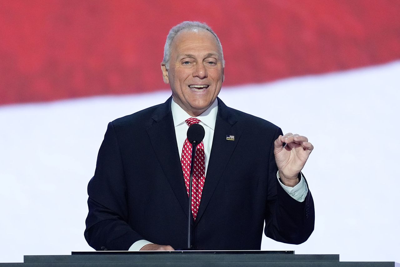 Rep. Steve Scalise speaks during the second day of the Republican National Convention on Tuesday, July 16, in Milwaukee.