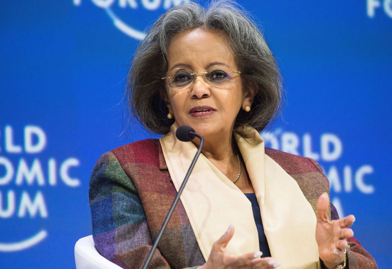 Ethiopia's President Sahle-Work Zewde speaks during the World Economic Forum Africa meeting on September 4, 2019, in Cape Town.