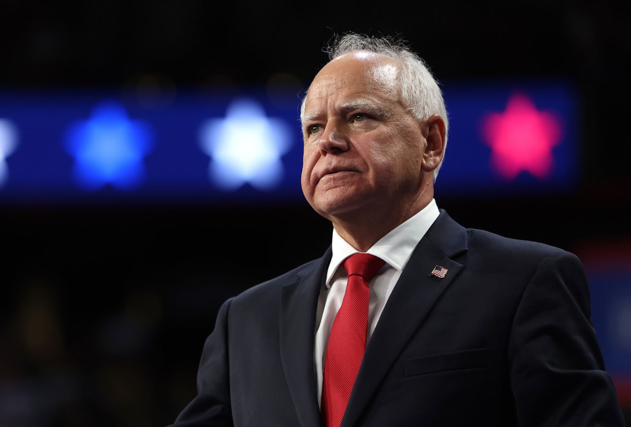 Minnesota Gov. Tim Walz speaks at a campaign rally in Las Vegas, on August 10. 