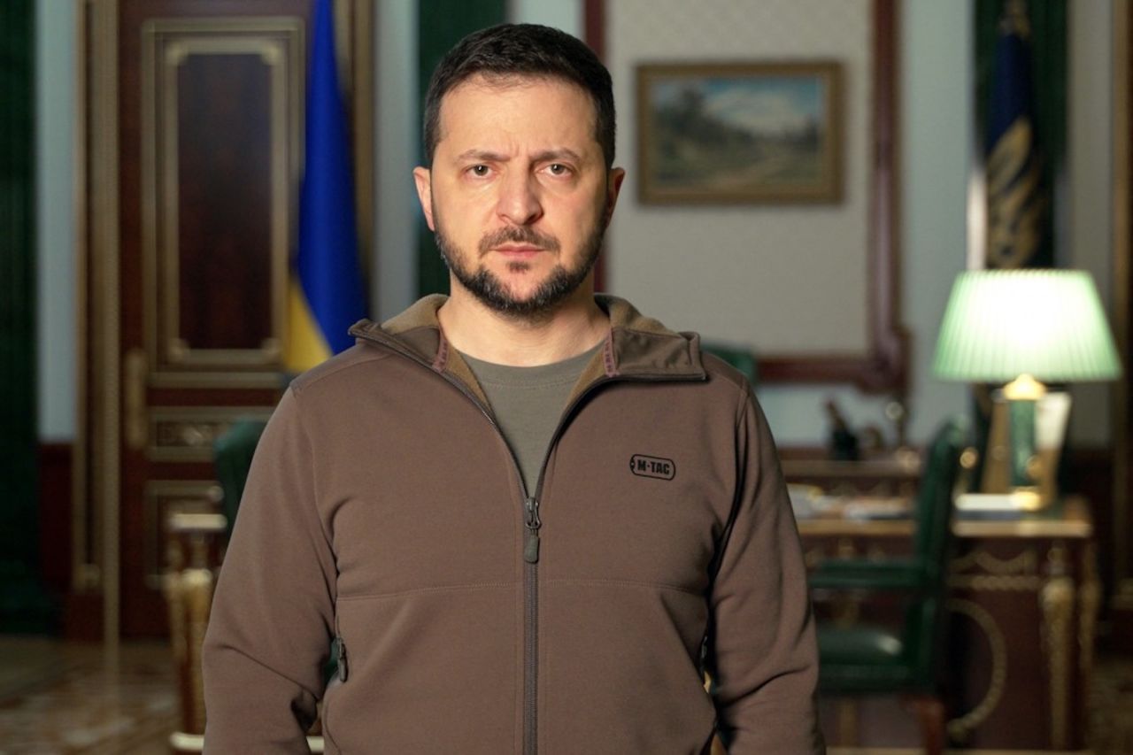 Zelensky during his evening address on Friday.