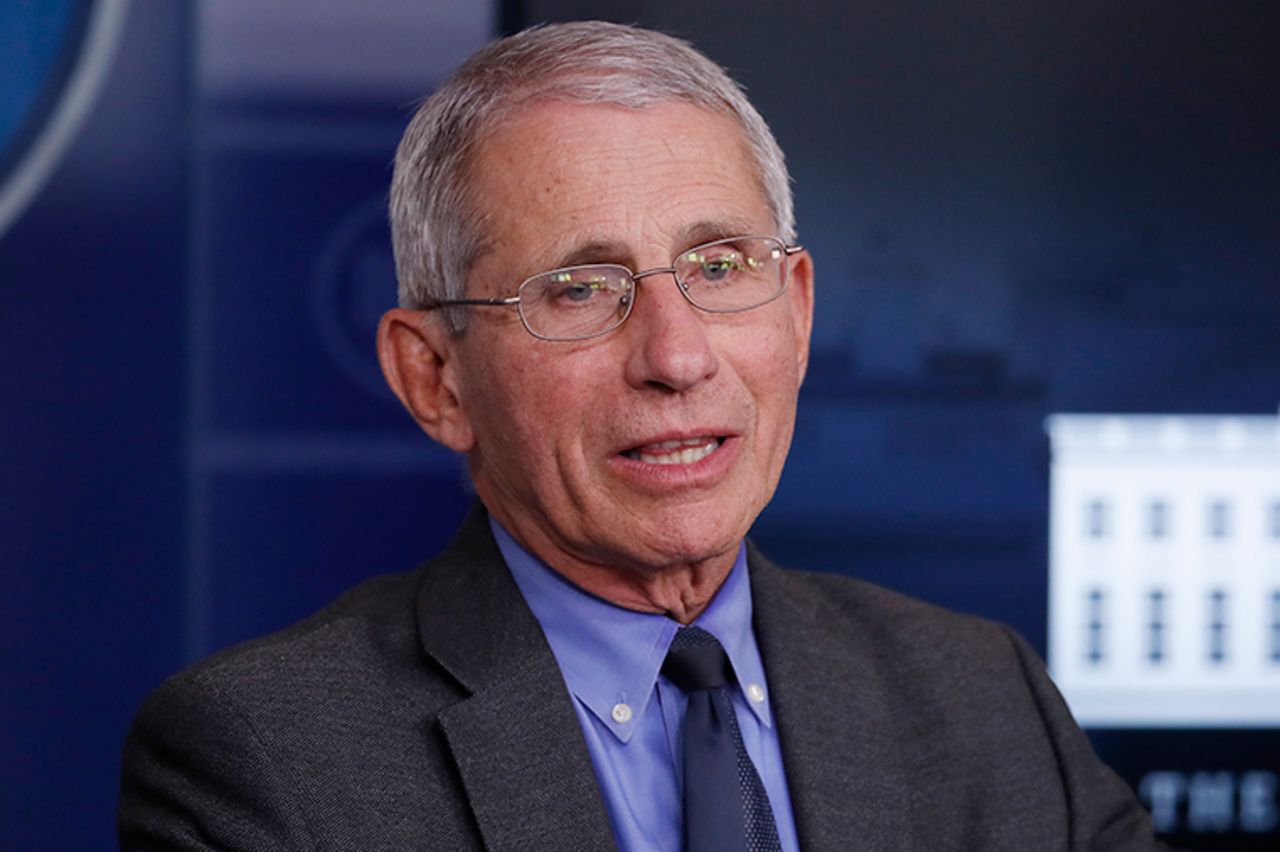 Dr. Anthony Fauci, director of the National Institute of Allergy and Infectious Diseases, speaks at the White House, Tuesday, April 7.