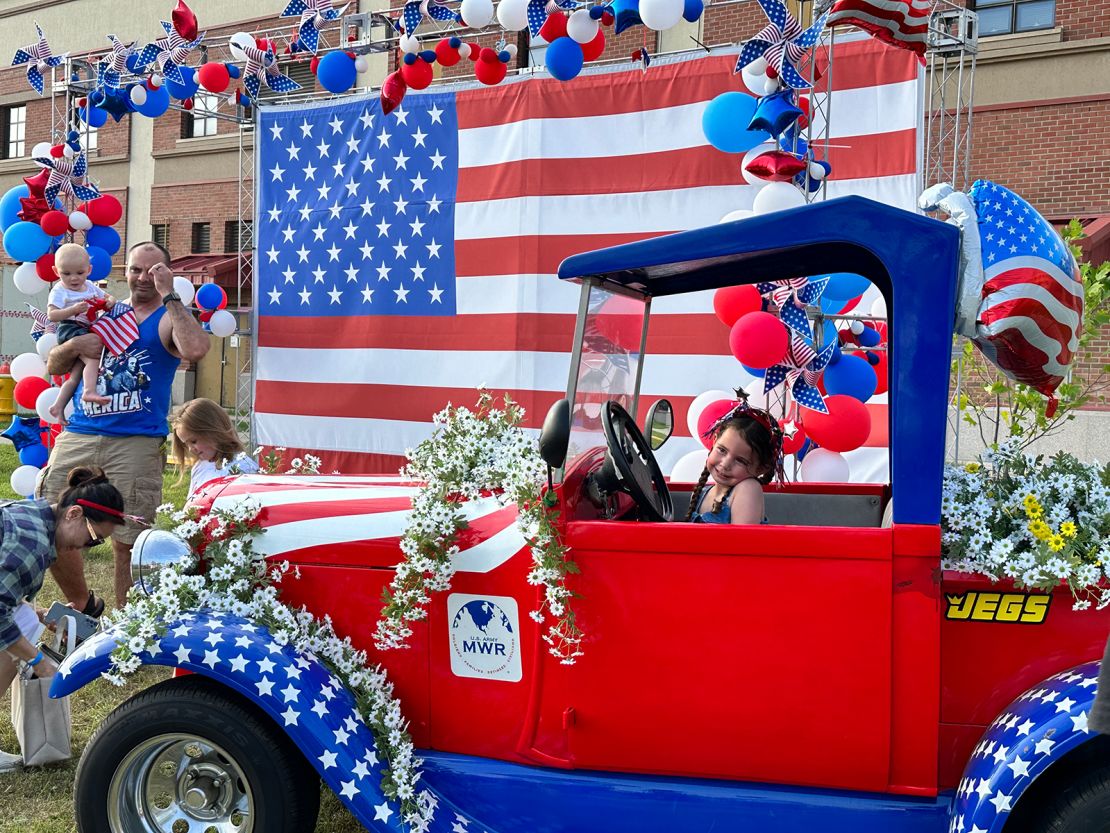 One of Camp Humphreys' younger residents poses for photos during the base's 2024 Fourth of July celebration.