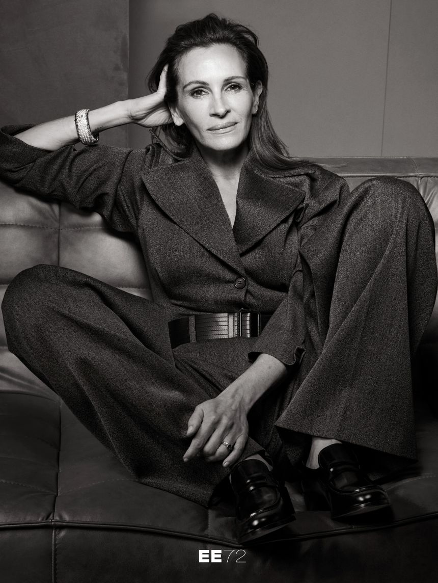 Roberts wears Phoebe Philo for the cover shoot.