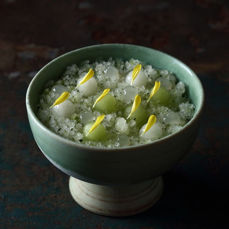 Minimal's seven-course menu included this -5°C shaved ice dessert.
