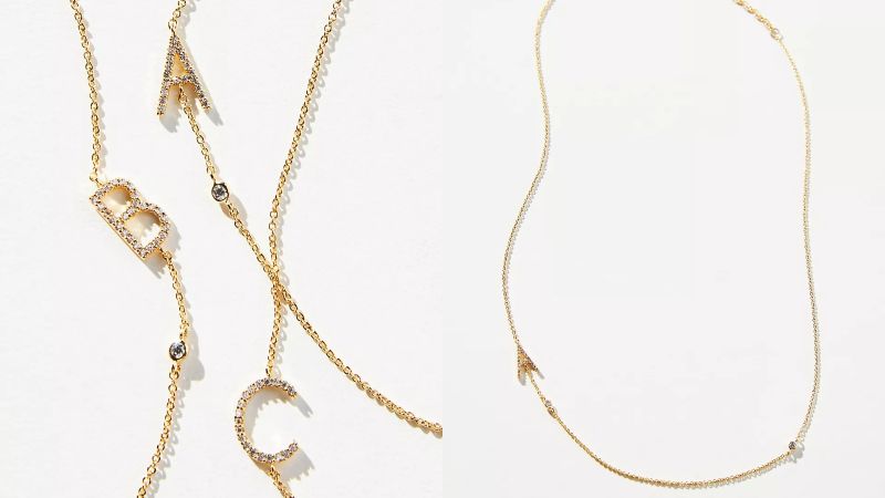 Anthropologie mini store monogram necklace