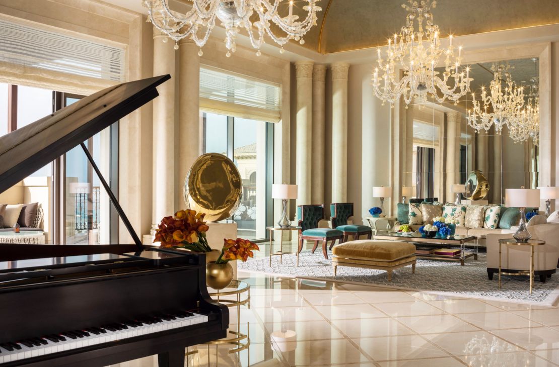 Elegance and old-school chic typify the exclusive Royal Suite at Four Seasons Dubai.