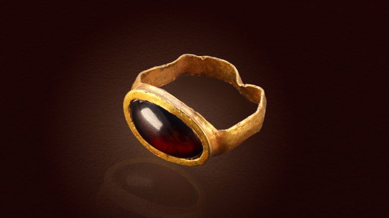 The gold ring uncovered during the Israel Antiquities Authority excavations in the City of David.