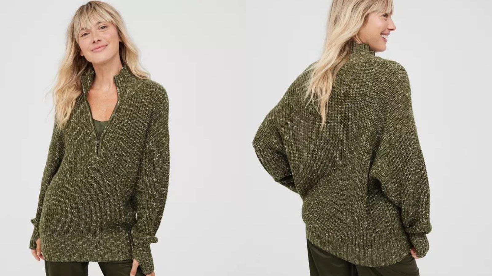 Aerie Sunday Soft Lace Up Sweatshirt in Sycamore Green - $39 (35