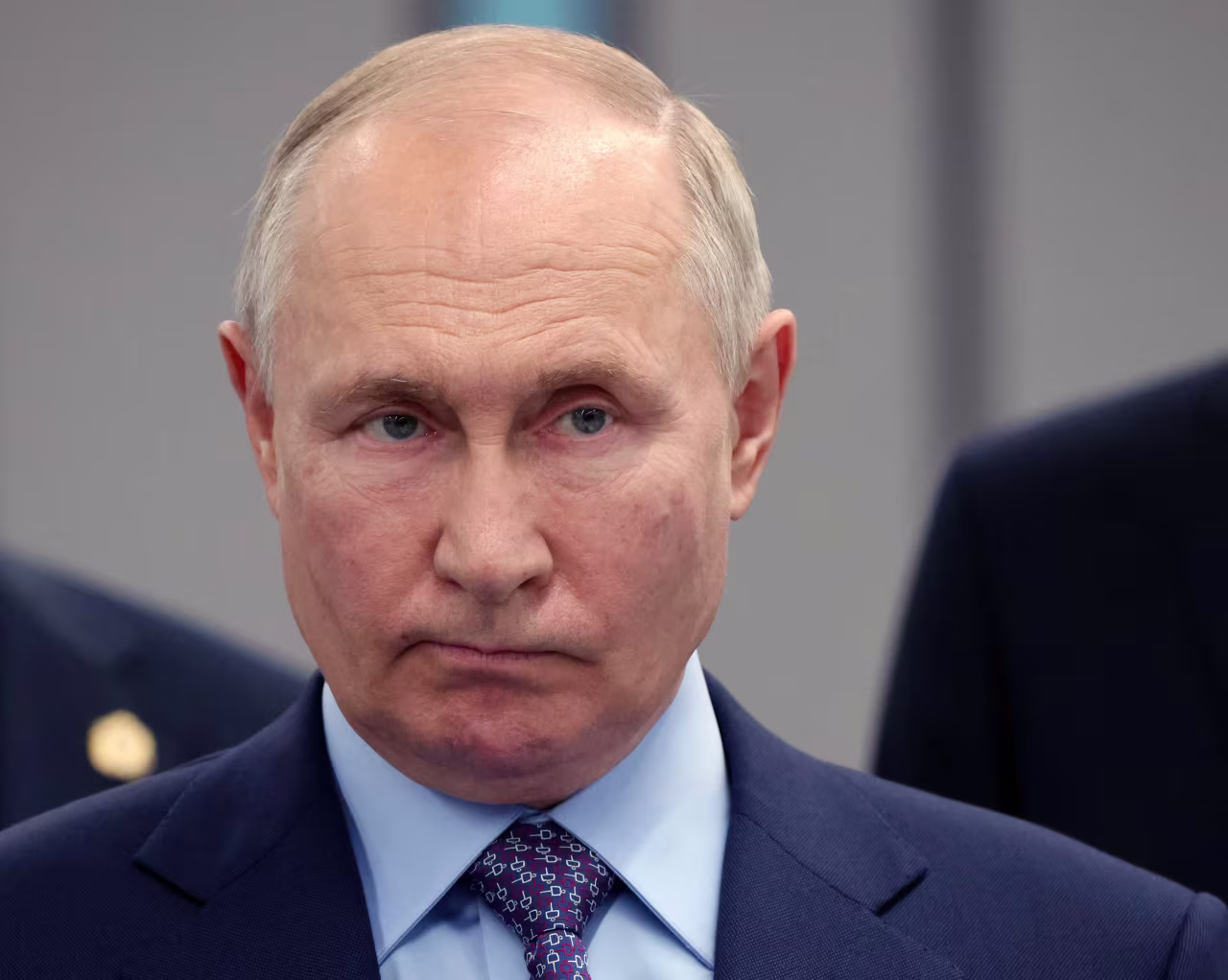 Russian President Vladimir Putin visits a school in Veliky Novgorod, Russia, on September 21.  