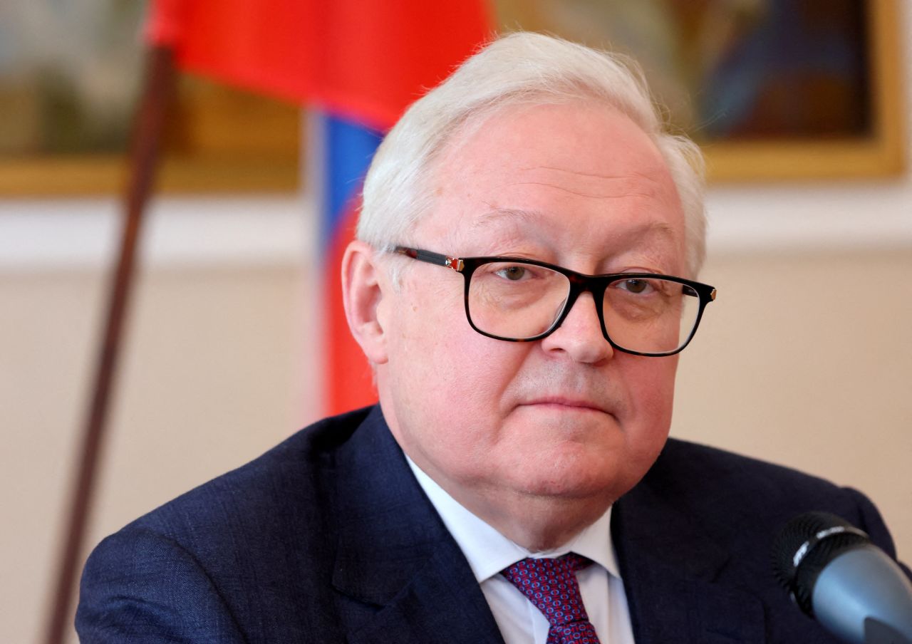 Sergei Ryabkov attends a press conference in Geneva on March 2.