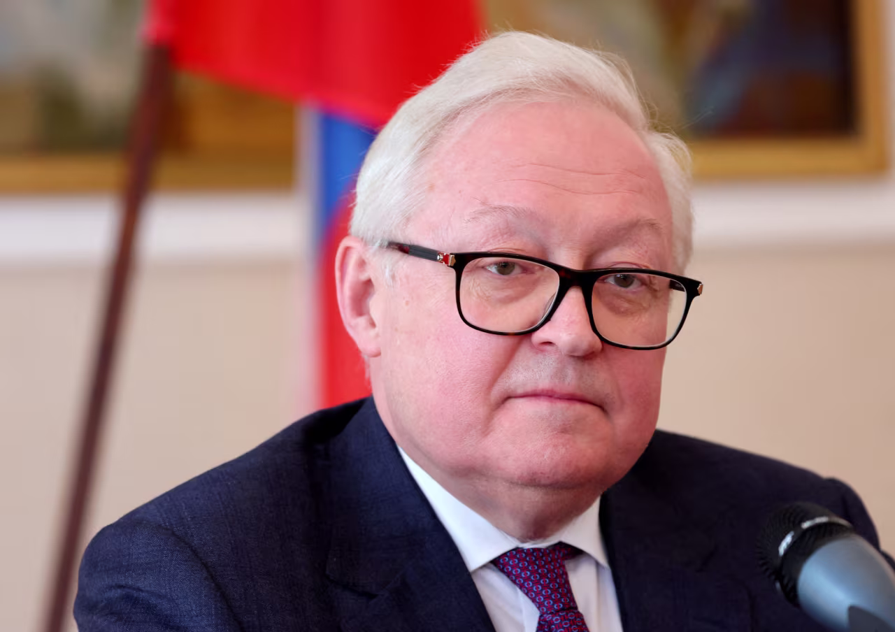 Sergei Ryabkov attends a press conference in Geneva on March 2.