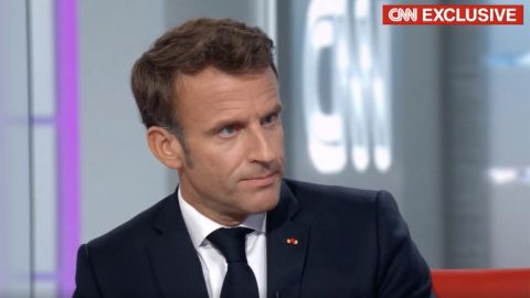 French President Emmanuel Macron gives an interview to CNN's Jake Tapper on September 21.