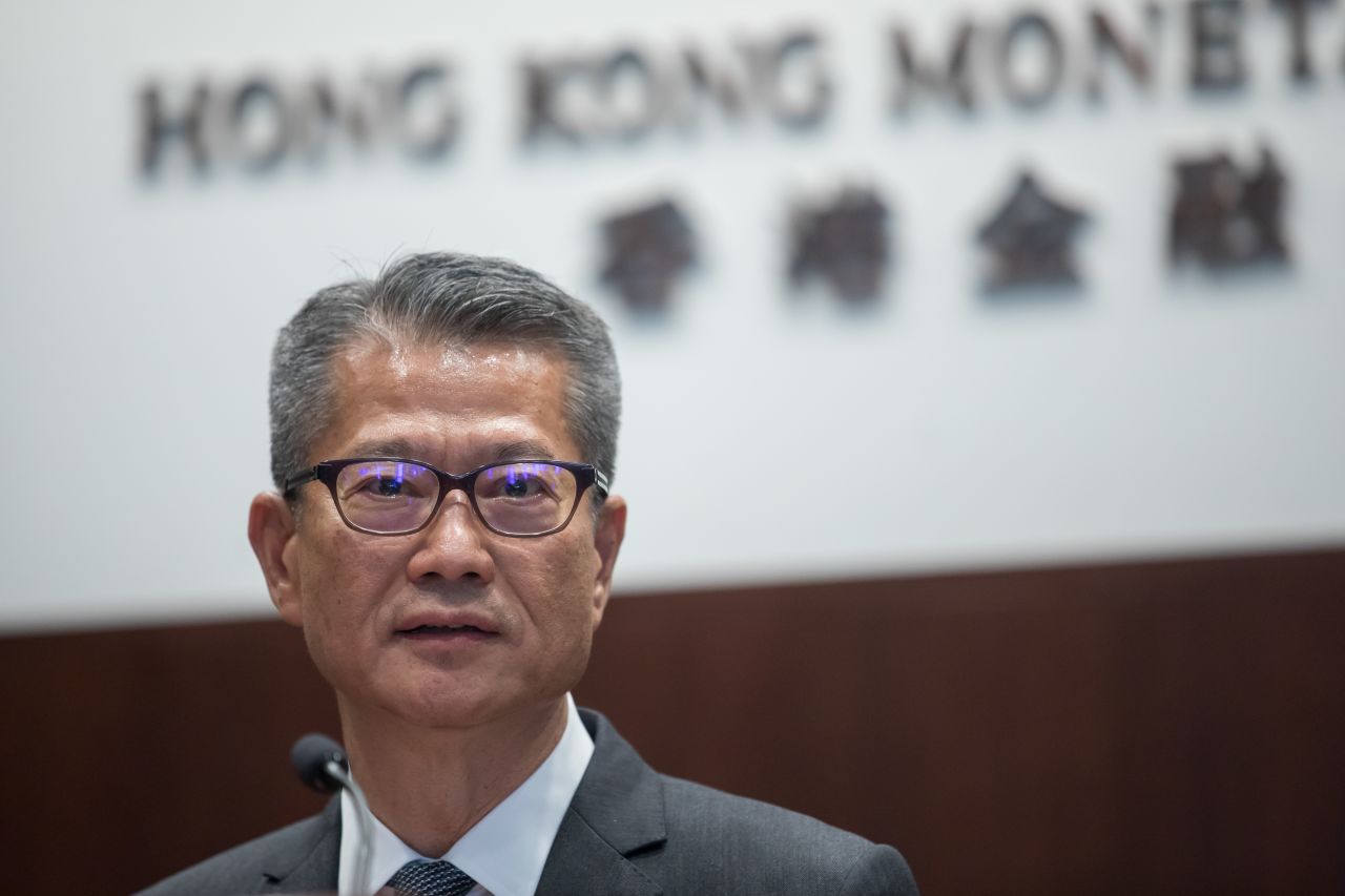 Paul Chan, Hong Kong's financial secretary, speaks during a news conference on July 25.