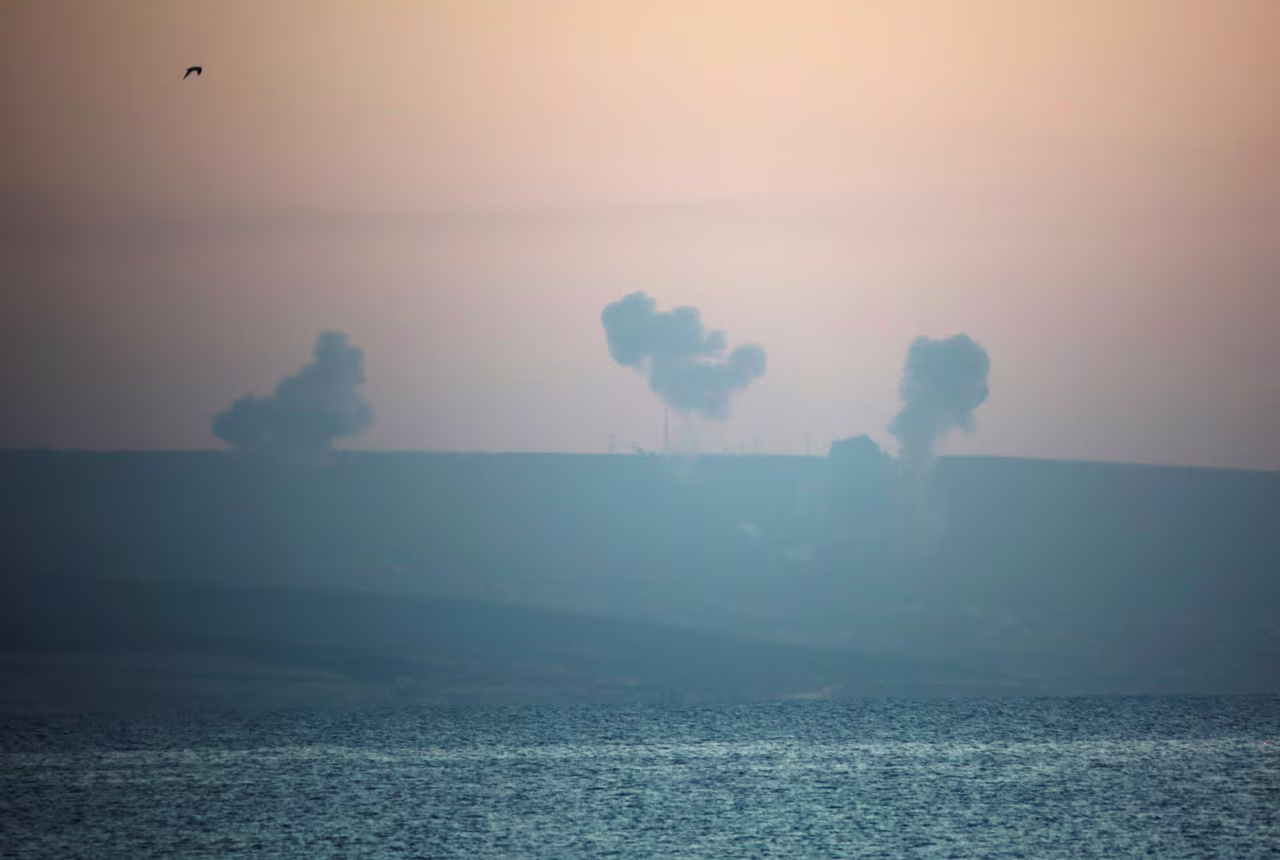 Smoke rises on the Lebanese side of the border with Israel, as seen from Tyre, Lebanon, on Saturday, December 2.