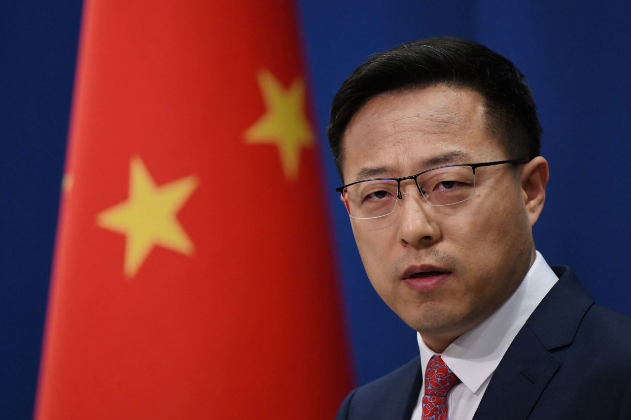 Chinese Foreign Ministry spokesman Zhao Lijian speaks at a daily media briefing in Beijing on April 8.