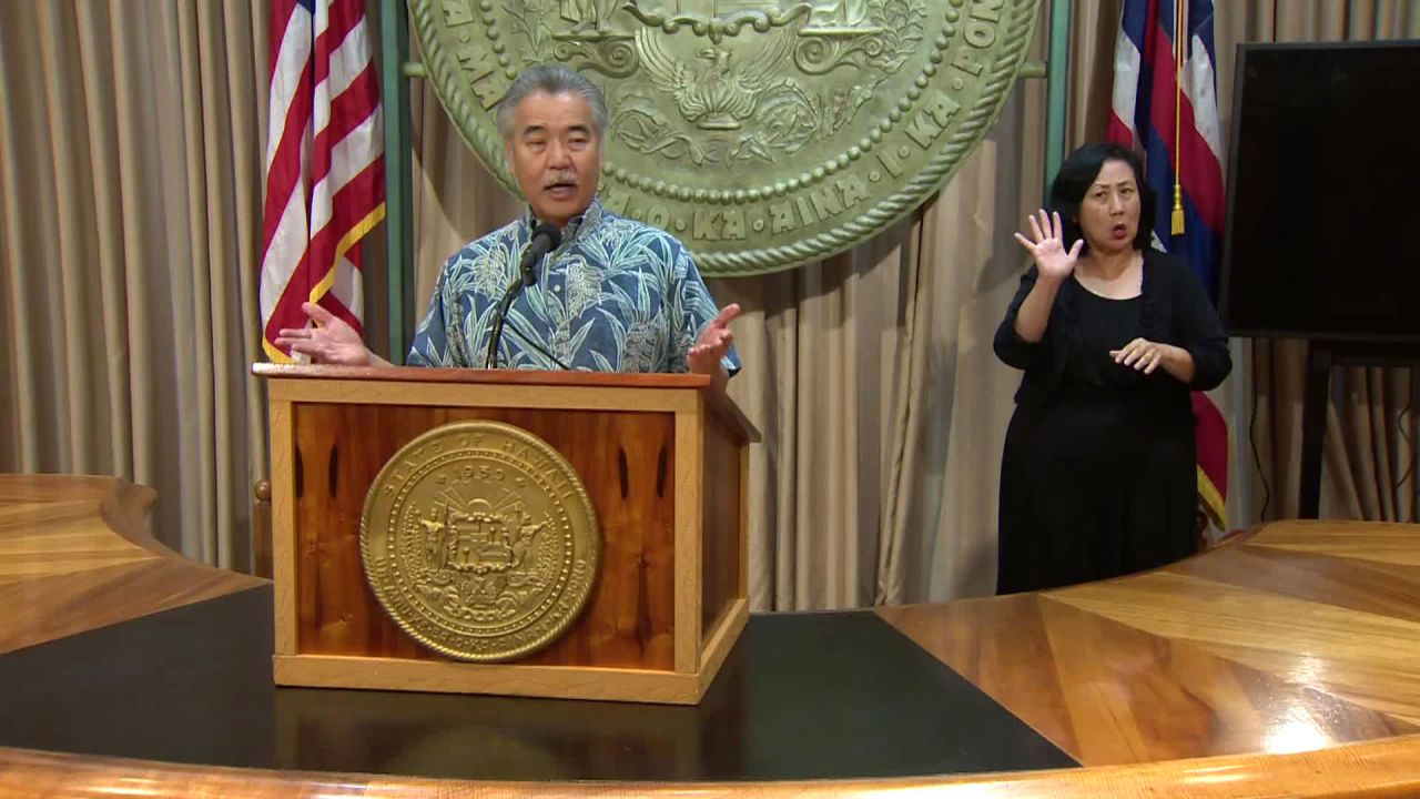 Gov. David Ige speaks at a press conference on April 20.