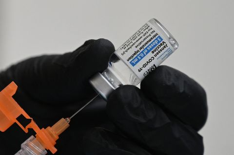 A nurse fills a syringe with Johnson & Johnson's Janssen Covid-19 vaccine on August 19, in Pasadena, California.