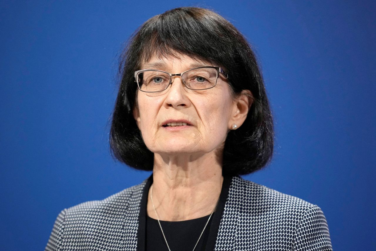 Jenny Harries, chief executive of the UK Health Security Agency, speaks at a coronavirus media briefing at Downing Street in London, Britain May 27, 2021.