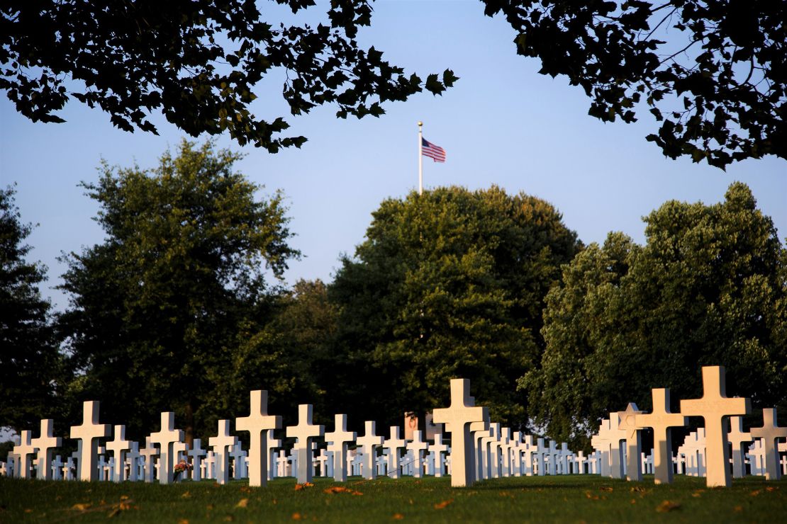 The 65.5-acre cemetery honors about 10,000 US soldiers who died in World War II.