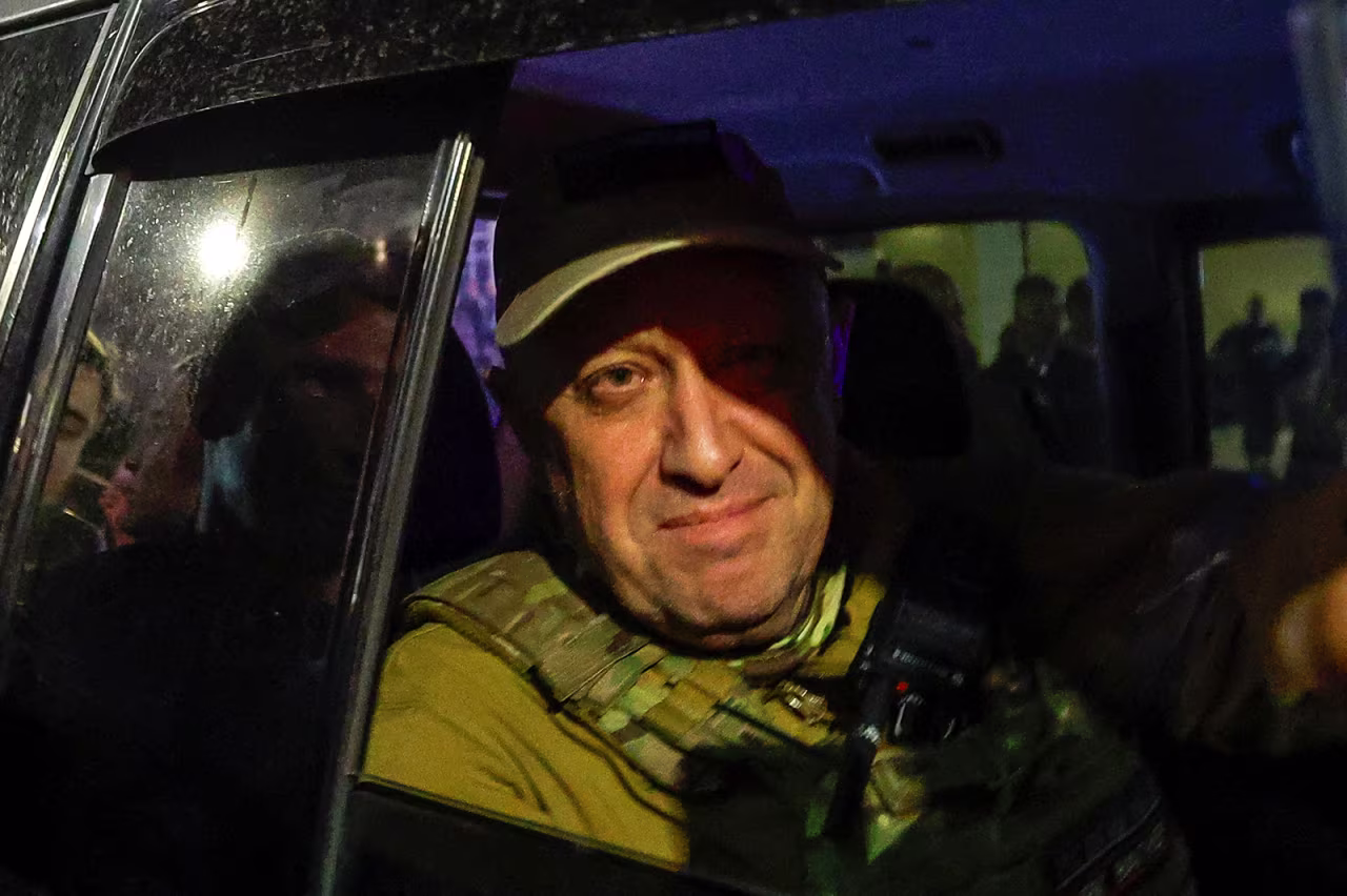 Wagner chief Yevgeny Prigozhin leaves the headquarters of the Southern Military District in Rostov-on-Don, Russia, on June 24. 