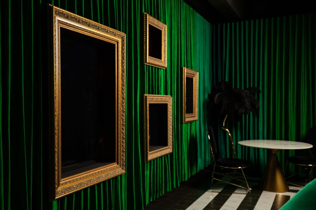 Enclosed in green silk curtains, the Ladies Room was opened for female visitors in 2020.