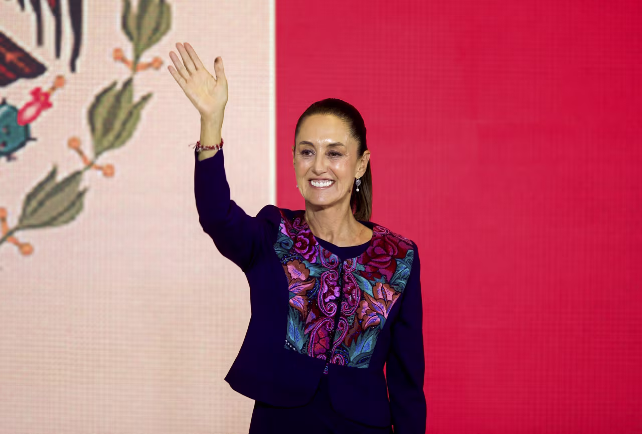 Claudia Sheinbaum waves to supporters in Mexico City on June 3. 