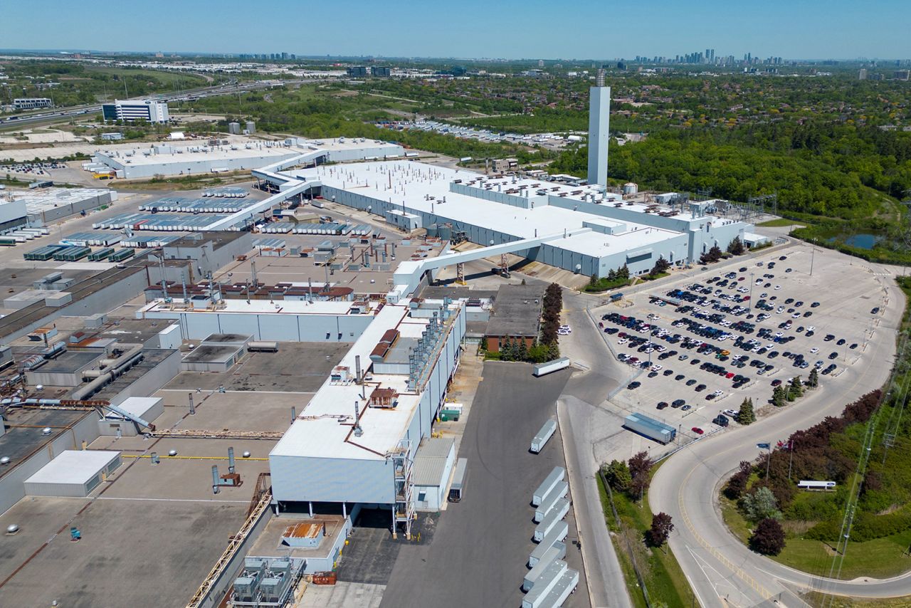 An aerial view shows Ford's Oakville Assembly Plant in Oakville, Ontario, Canada, on May 26.