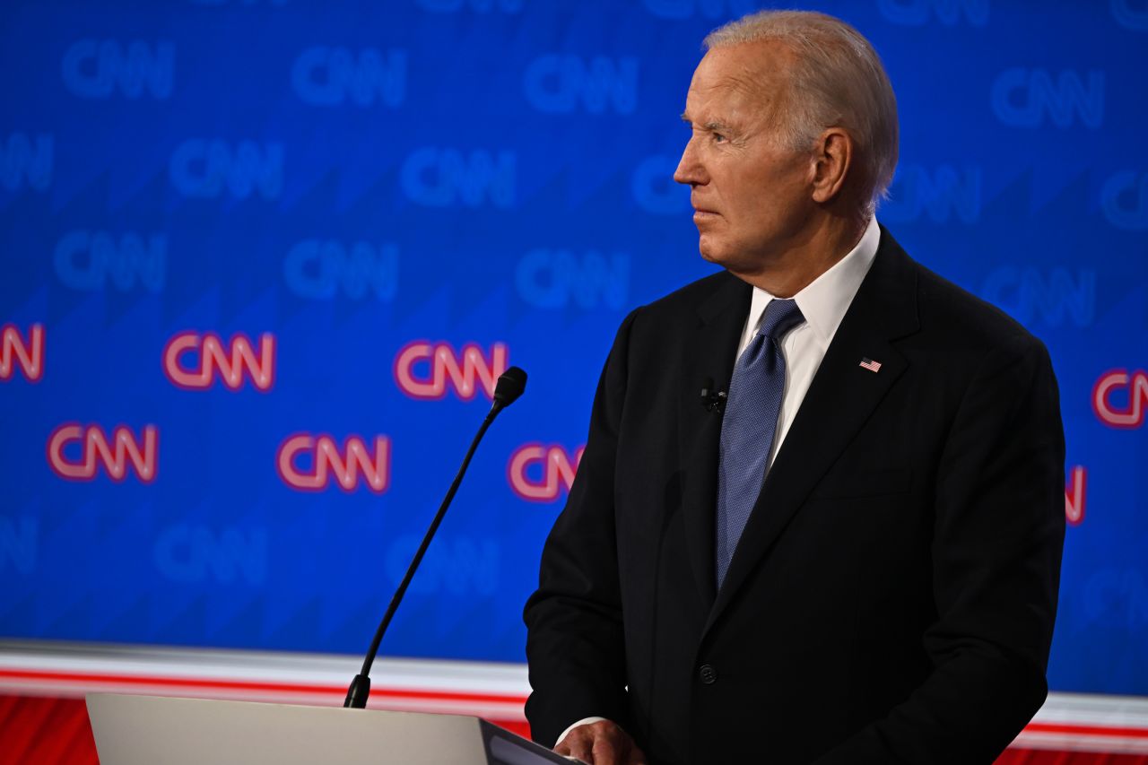 Biden is seen during the CNN Presidential Debate on Thursday in Atlanta.