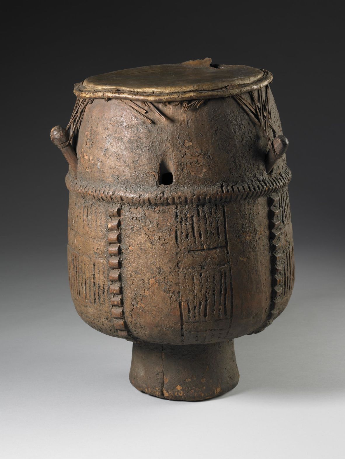 <strong>The Akan Drum: </strong>This wooden drum was made in the early 18th century by the Akan people, in present-day Ghana. It was <a href=