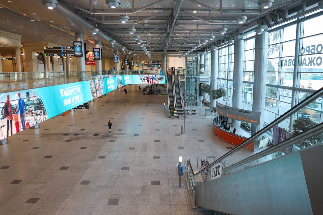 Moscow's?Domodedovo Airport is nearly empty on May 3.