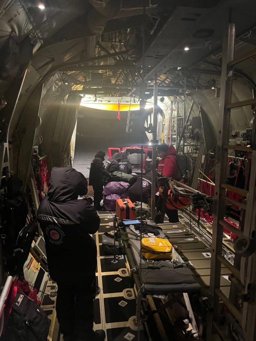 The aircraft flew to Antarctica with New Zealand Defence Force medical personnel including a medical officer (doctor) on board to care for the patients on the flight back to Christchurch on August 6, 2025.