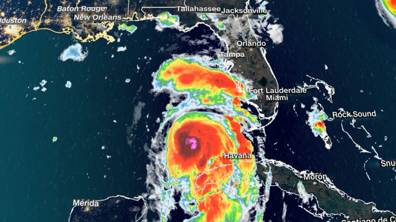 Radar imagery shows Hurricane Idalia churning over the Gulf of Mexico on Tuesday morning.