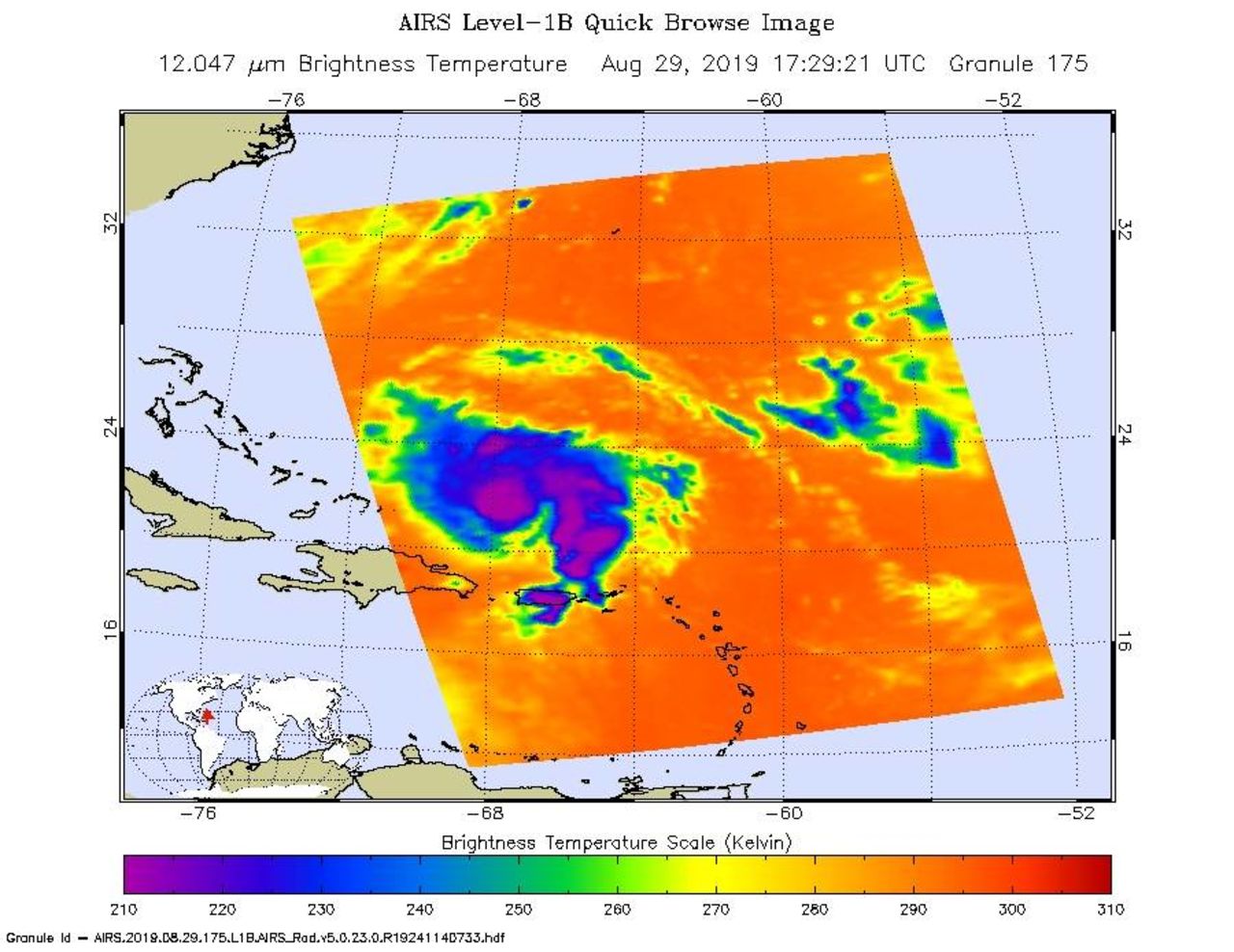 Hurricane Dorian at 1:30 p.m. ET on Aug. 29, 2019.