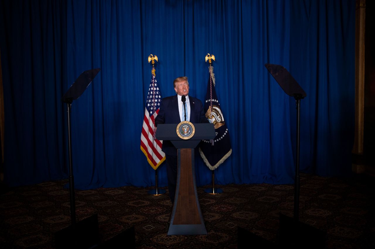 President Donald Trump delivers remarks on Iran following the US airstrike that killed Qasem Soleimani.