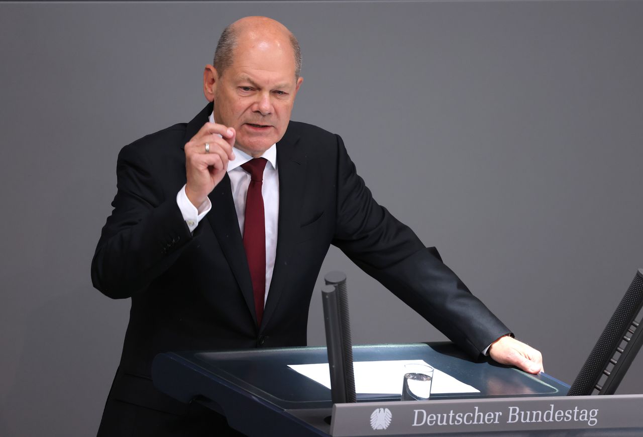 German Chancellor Olaf Scholz speaks on September 7 in Berlin, Germany. 