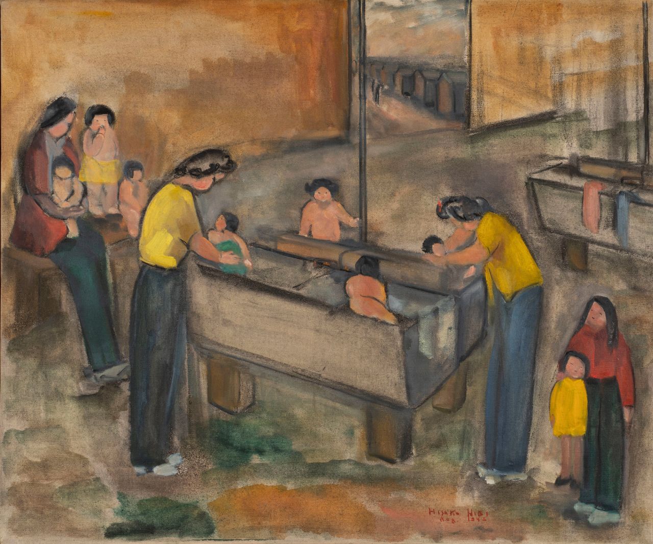 Hisako Hibi's "Laundry Room" depicts everyday life in a Utah prison camp that held thousands of Japanese Americans during World War II.