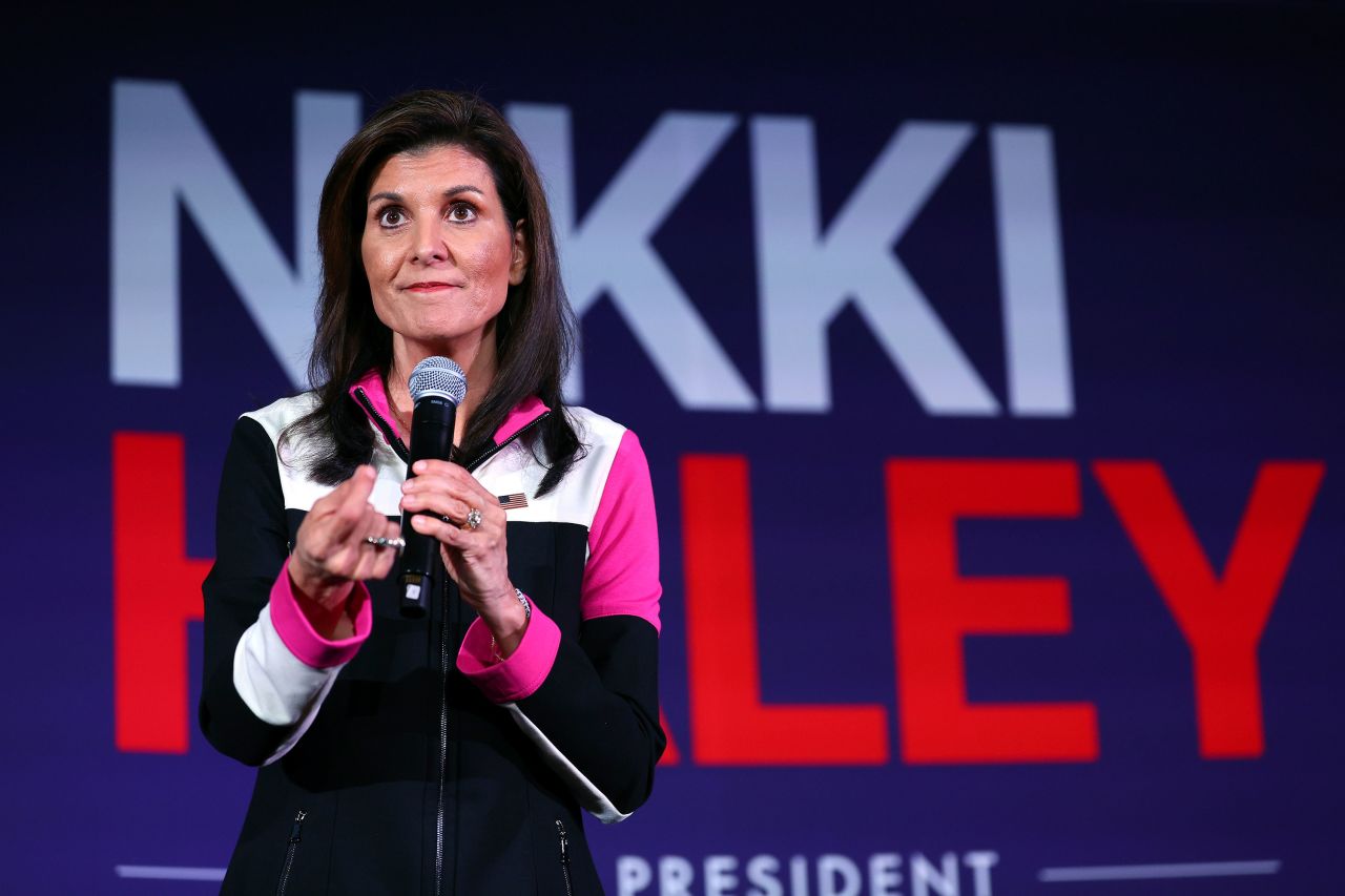 Nikki Haley speaks at a campaign event in Bloomington, Minnesota, on Monday.