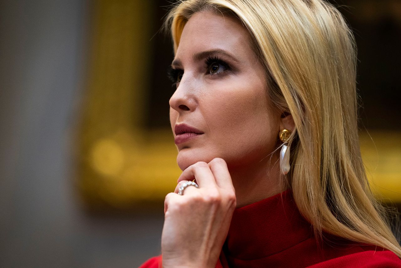 Ivanka Trump, senior advisor to President Donald Trump, participates in a video conference in the Roosevelt Room at the White House on April 7, in Washington, DC.