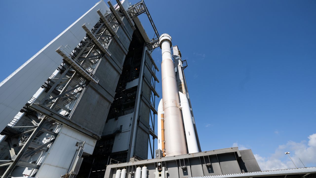 A United Launch Alliance Atlas V rocket with Boeingâs CST-100 Starliner spacecraft aboard is seen as it is rolled out of the Vertical Integration Facility to the launch pad at Space Launch Complex 41 ahead of the NASA's Boeing Crew Flight Test, Saturday, May 4, 2024 at Cape Canaveral Space Force Station in Florida. NASA's Boeing Crew Flight Test is the first launch with astronauts aboard the Starliner spacecraft and Atlas V rocket to the International Space Station as part of the agencyâs Commercial Crew Program. The flight test, targeted for launch at 10:34 p.m. EDT on Monday, May 6, serves as an end-to-end demonstration of Boeing's crew transportation system and will carry NASA astronauts Butch Wilmore and Suni Williams to and from the orbiting laboratory. Photo Credit: (NASA/Joel Kowsky)