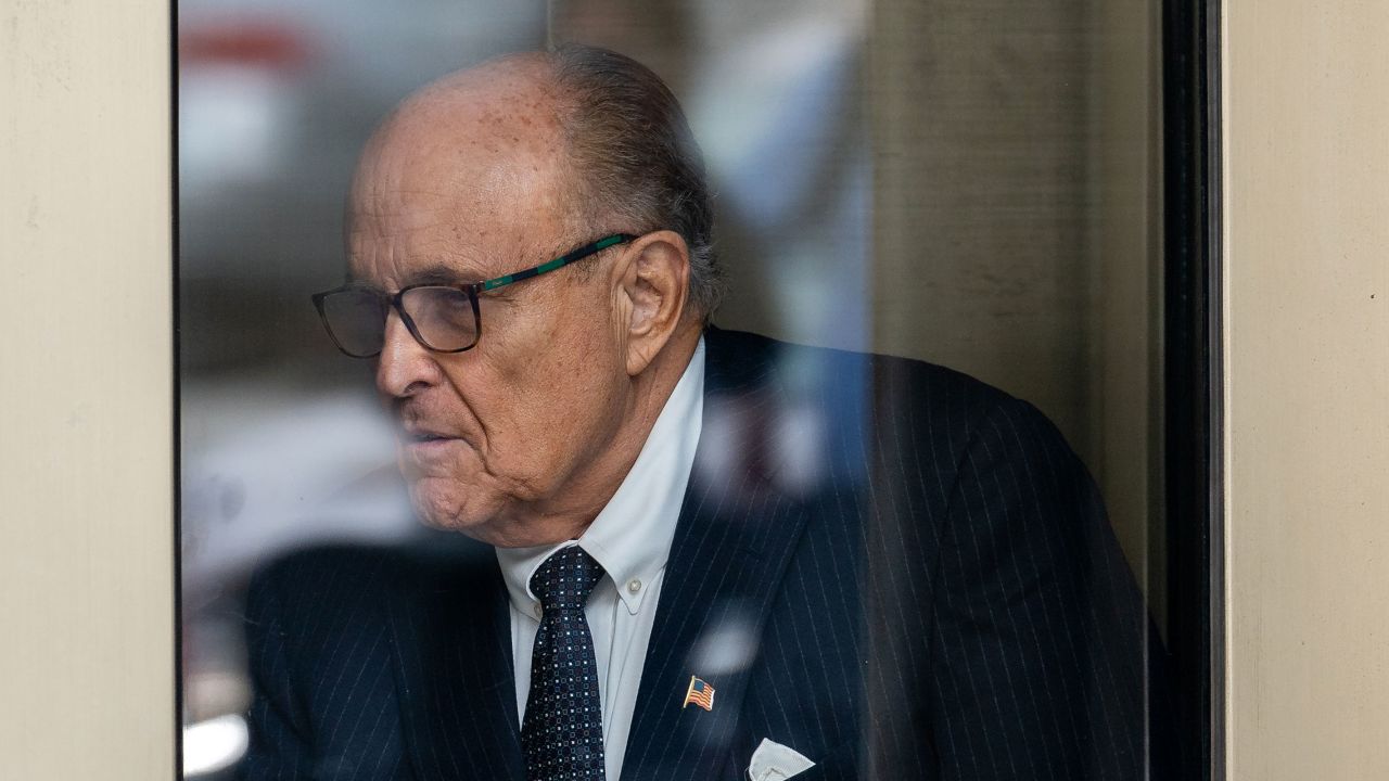 Rudy Giuliani, former lawyer to Donald Trump, exits federal court in Washington, DC, on Friday, May 19, 2023. 