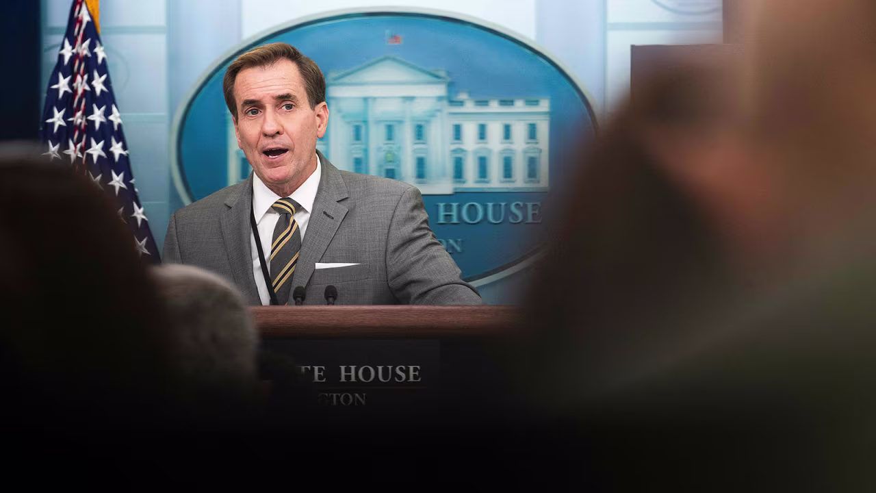 National Security Council Coordinator for Strategic Communications John Kirby speaks during the daily briefing in the James S Brady Press Briefing Room of the White House in Washington, DC, on August 1.