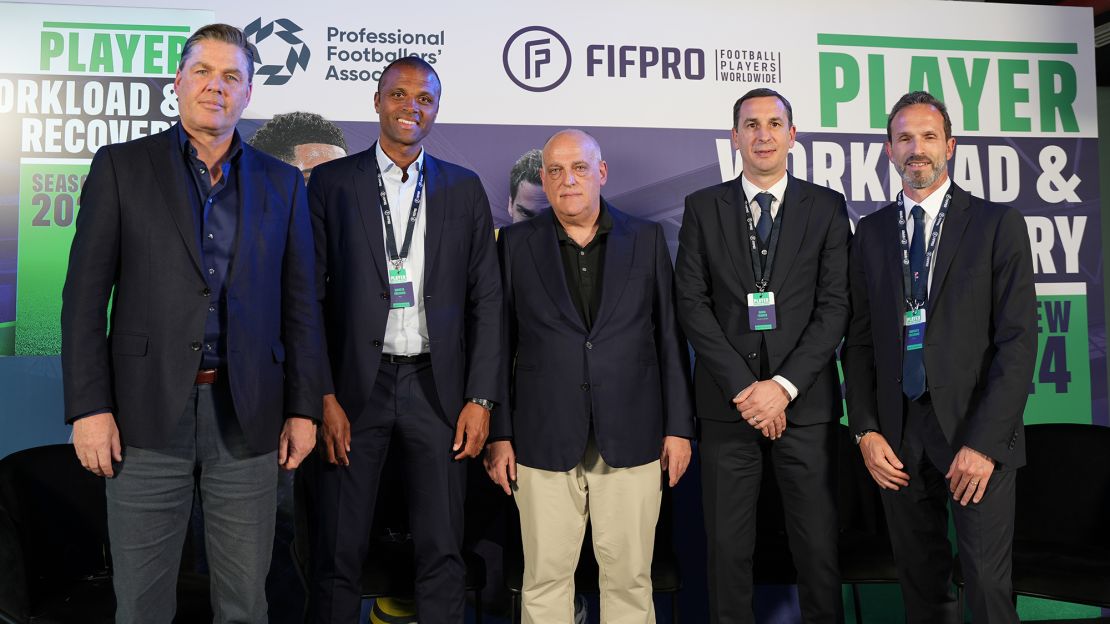 From left to right: Masters, Molango, Tebas, Terrier and AIC president Umberto Calcagno.