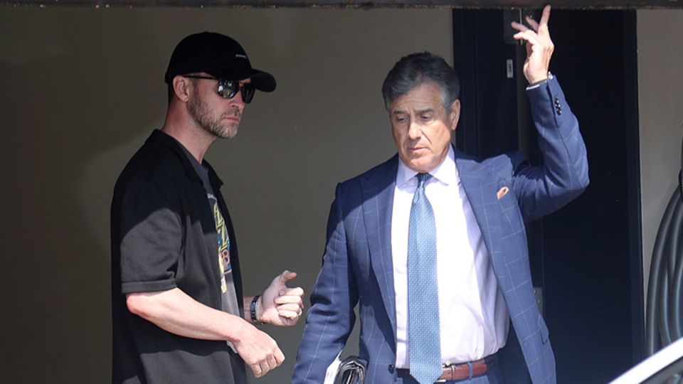 Justin Timberlake leaves courthouse in The Hamptons with laywer Ed Burke on Tuesday, June 18. - Matt Agudo/INSTARimages