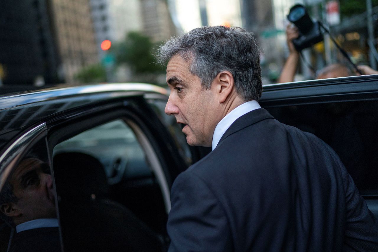 Michael Cohen departs his home in Manhattan to testify in Trump's criminal trial over charges that he falsified business records to conceal money paid to silence porn star Stormy Daniels in 2016 in New York on May 20.