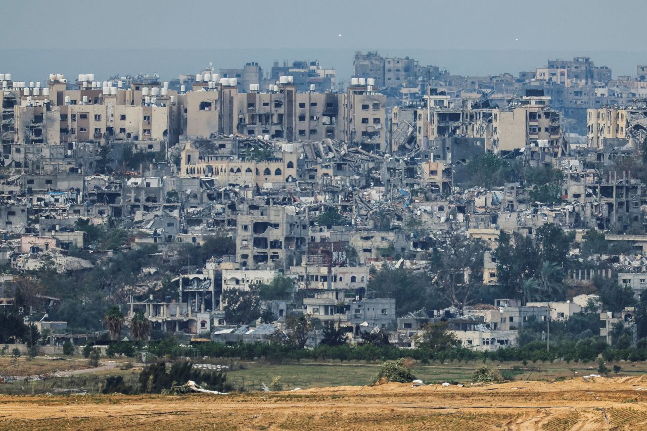 A view of destroyed buildings in Gaza is seen from southern Israel on Tuesday, November 28. 