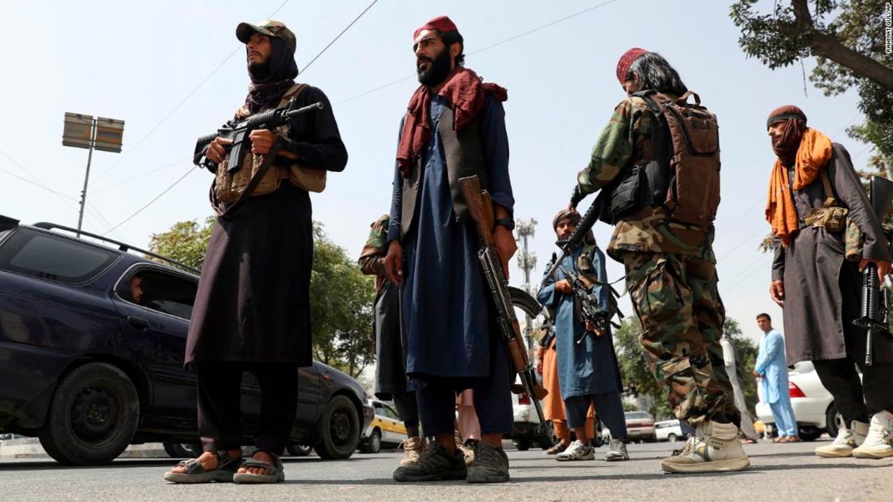 Taliban fighters patrol in Wazir Akbar Khan neighborhood in the city of Kabul on Wednesday, Aug. 18.?