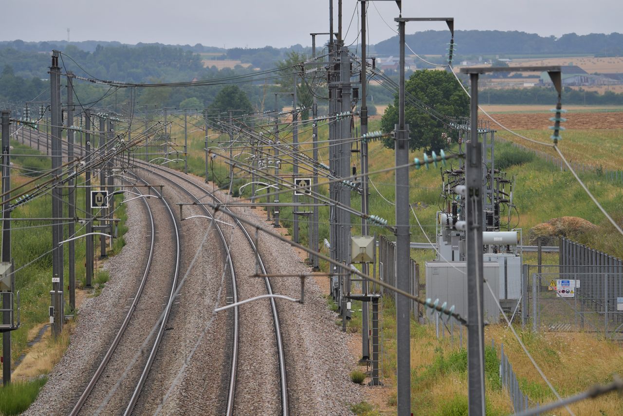 This photograph shows a railway connection in Vald'Yerre, near Chartres on July 26 as France's high-speed rail network was hit by an attack disrupting the transport system, hours before the opening ceremony of the Paris 2024 Olympic Games.?