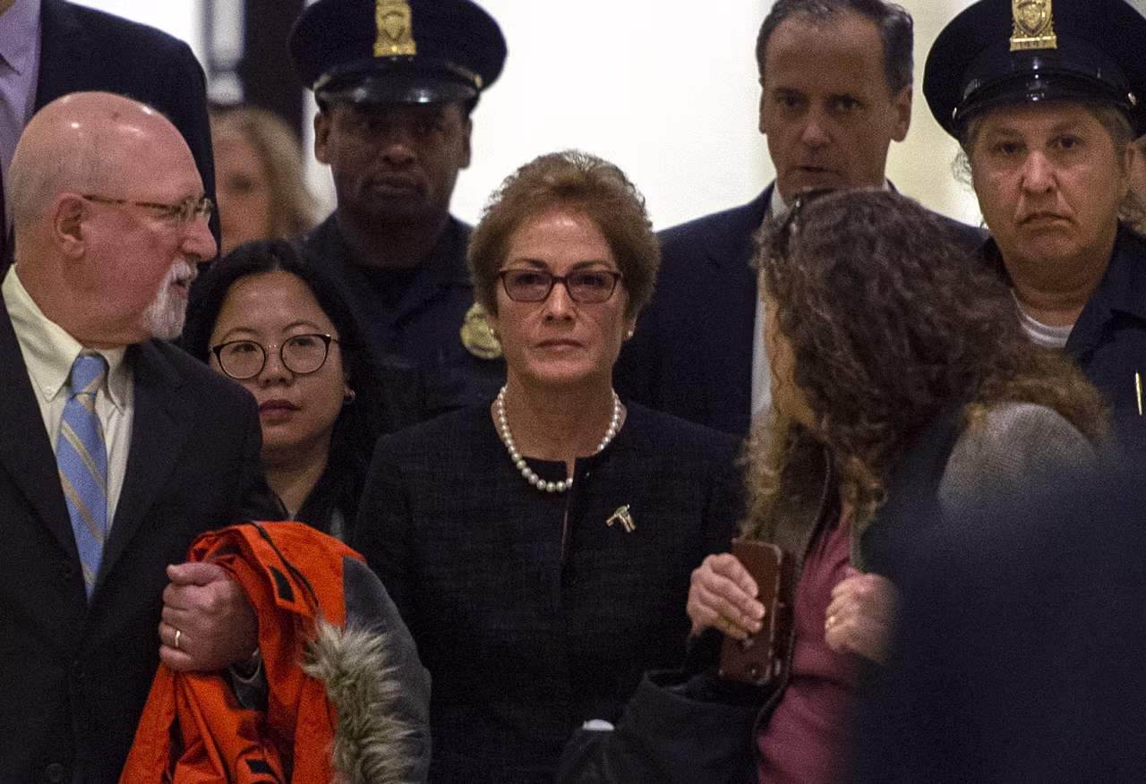 Former US Ambassador to Ukraine Marie Yovanovitch (C) arrives for a deposition before members of the House of Representatives, on Oct. 11, 2019, in Washington, DC.