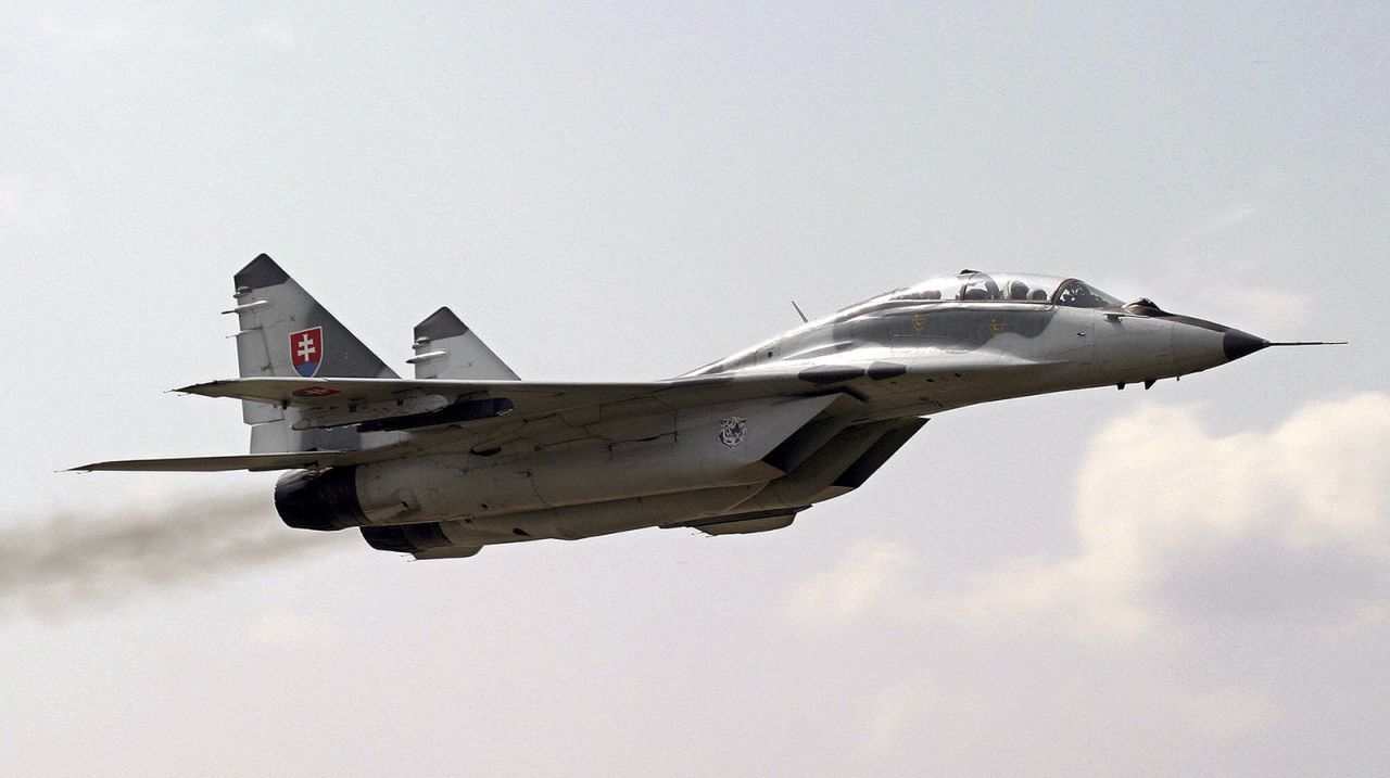 A MiG-29 supersonic fighter of the Slovak army pictured on April 14, 2005, in Sliac, Slovakia.
